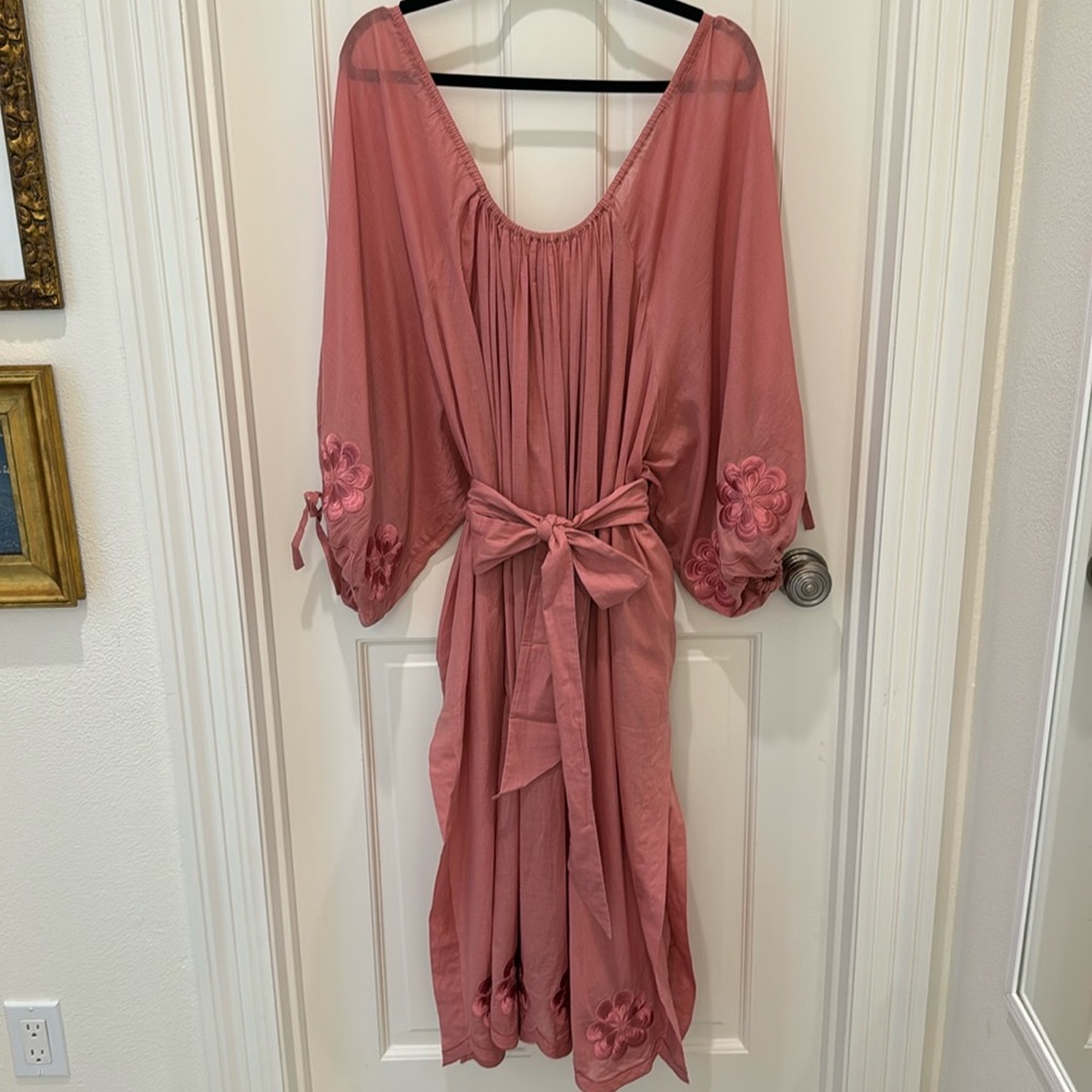 Women's Mauve Midi Dress with Tie Waist
